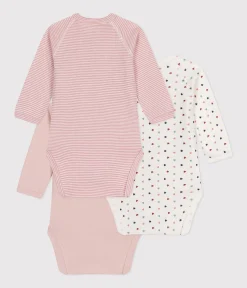 Petit Bateau Bodys|Newborn*3er-Set langärmelige Baby-Bodys in Wickeloptik aus Baumwolle variante 2