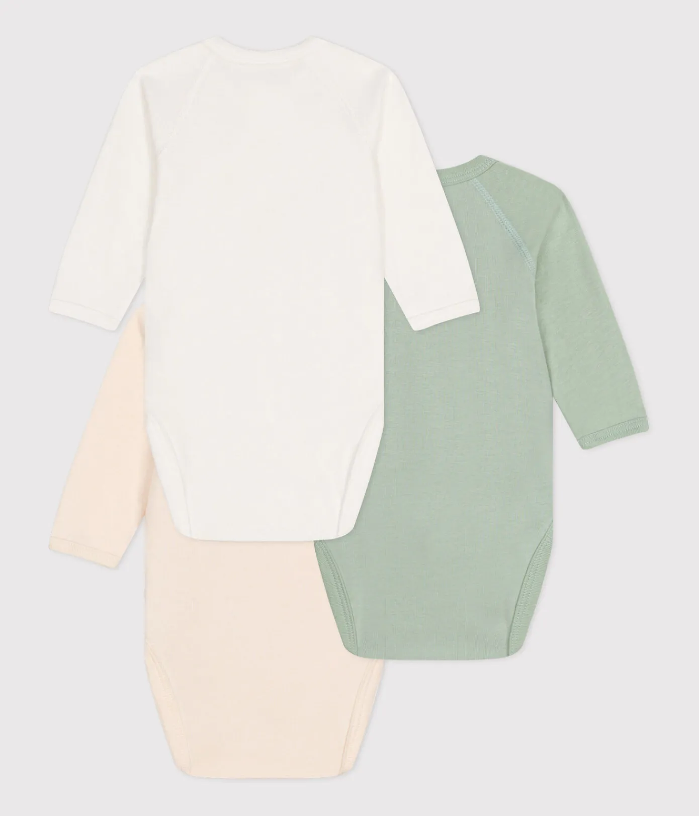 Petit Bateau Bodys|Newborn*3er-Set Langärmelige Baby-Bodys in Wickel-Optik aus Baumwolle variante 1