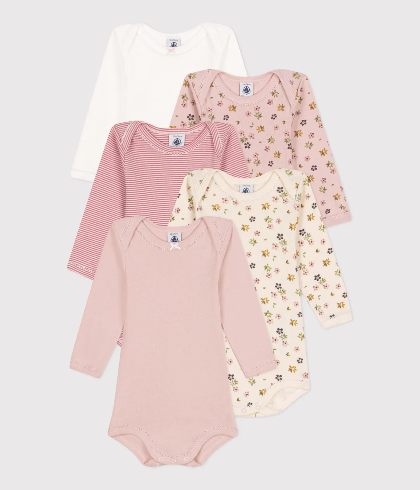 Petit Bateau Bodys*5er-Set langärmelige Bodys aus Baumwolle mit Blumenmotiv für Babys variante 1