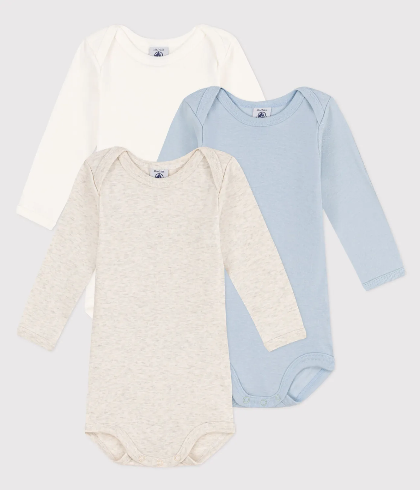 Petit Bateau Bodys*3er-Set langärmelige einfarbige Bodys aus Baumwolle variante 1