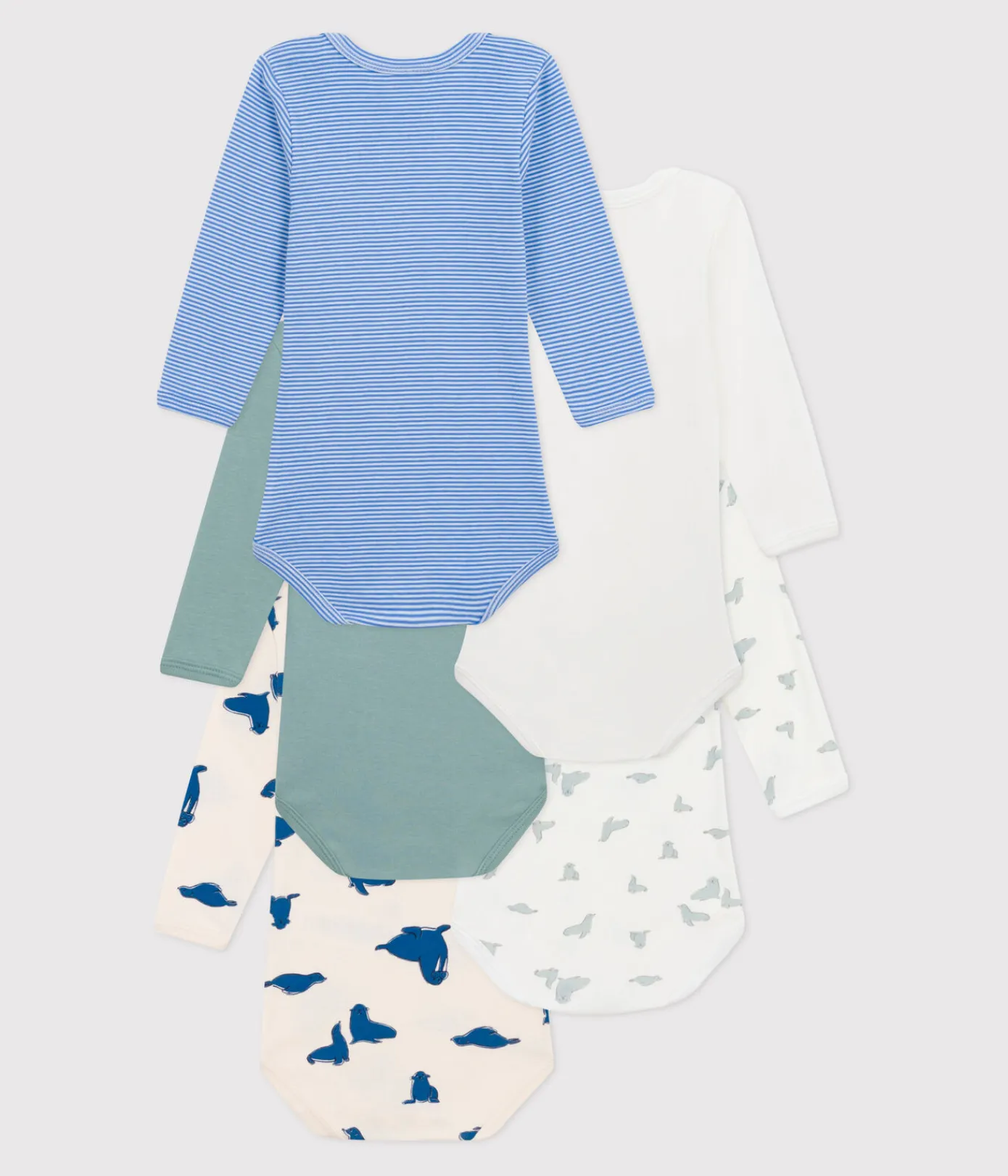 Petit Bateau Bodys*5er-Set langärmelige Strampler aus bedruckter Baumwolle variante 1
