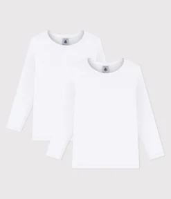 Petit Bateau Unterhemden, Tanktops|T-Shirts, Tops, Oberteile*2er-Set langärmeligE weiße T-Shirts für Mädchen variante 1