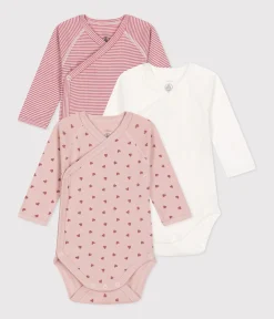 Petit Bateau Bodys|Newborn*3er-Set langärmelige Wickelbodys aus Baumwolle variante 2