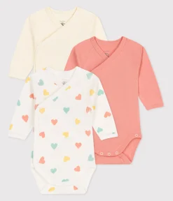 Petit Bateau Bodys|Newborn*3er-Set langärmelige Wickelbodys aus bedruckter Baumwolle variante 2