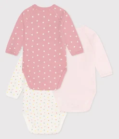 Petit Bateau Bodys|Newborn*3er-Set langärmelige Wickelbodys aus bedruckter Baumwolle variante 1