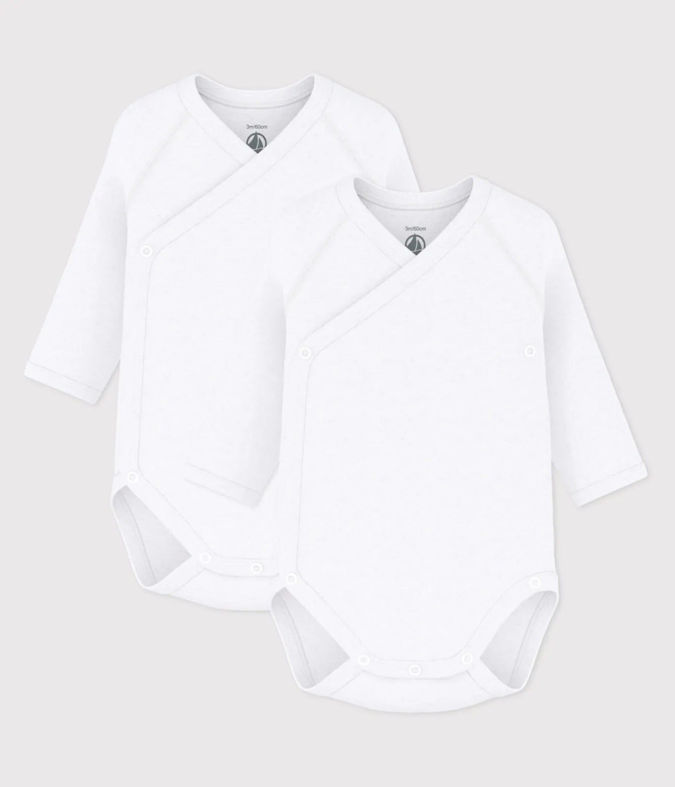 Petit Bateau Bodys|Newborn*2er-Set langärmelige Wickelbodys aus einfarbiger Baumwolle für Neugeborene variante 1
