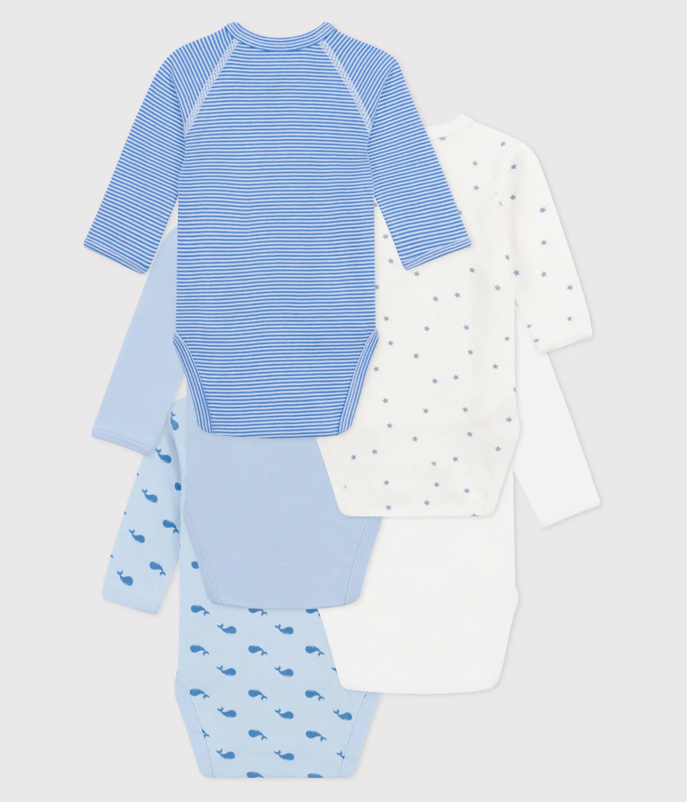Petit Bateau Bodys|Newborn*5er-Set langärmelige Wickelbodys aus bedruckter Baumwolle variante 1