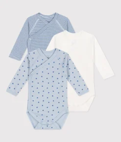 Petit Bateau Bodys|Newborn*3er-Set langärmelige Wickelbodys aus Baumwolle variante 1