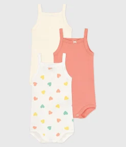 Petit Bateau Bodys*3er-Set Trägerstrampler aus Baumwolle mit Herzmotiv variante 1