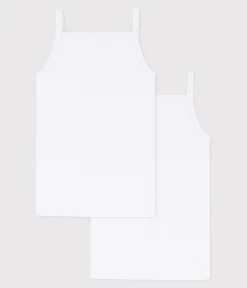 Petit Bateau Unterhemden, Tanktops|T-Shirts, Tops, Oberteile*2er-Set Weiße Trägerhemden für Mädchen variante 1