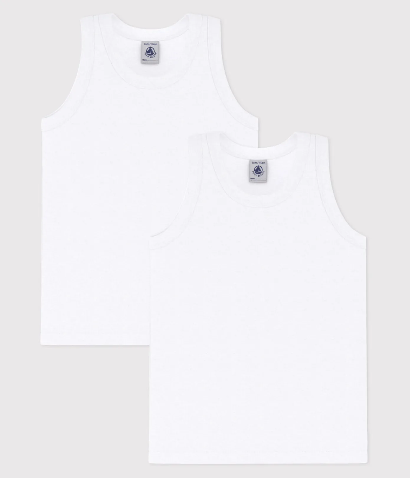 Petit Bateau Unterhemden, Tanktops|T-Shirts, Poloshirts, Hemden*2er-Set weiße Unterhemden für Jungen variante 1
