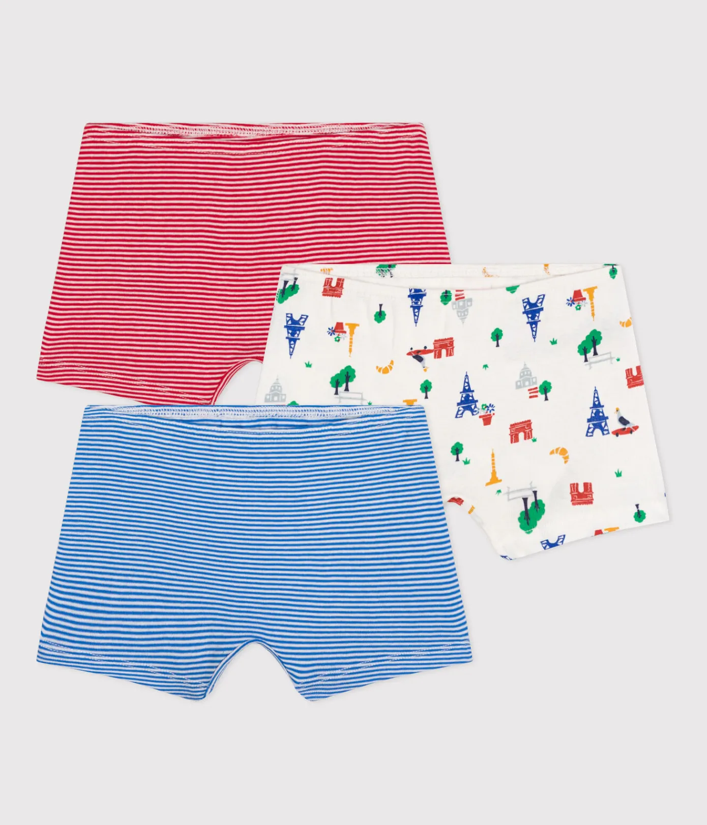 Petit Bateau Unterhosen, Shortys*3er-Set-Kinder-Shortys mit Paris-Motiv aus Baumwolle variante 1