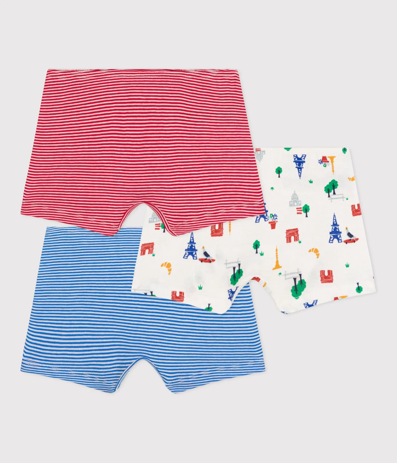 Petit Bateau Unterhosen, Shortys*3er-Set-Kinder-Shortys mit Paris-Motiv aus Baumwolle variante 1