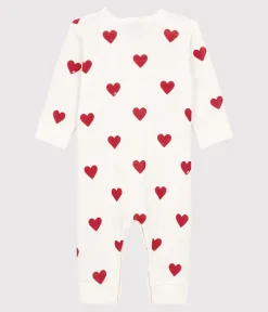 Petit Bateau Schlafanzüge, Strampler*Fußloser Baby-Strampler aus Baumwolle mit Herzmotiv weiss MARSHMALLOW/ROT TERKUIT