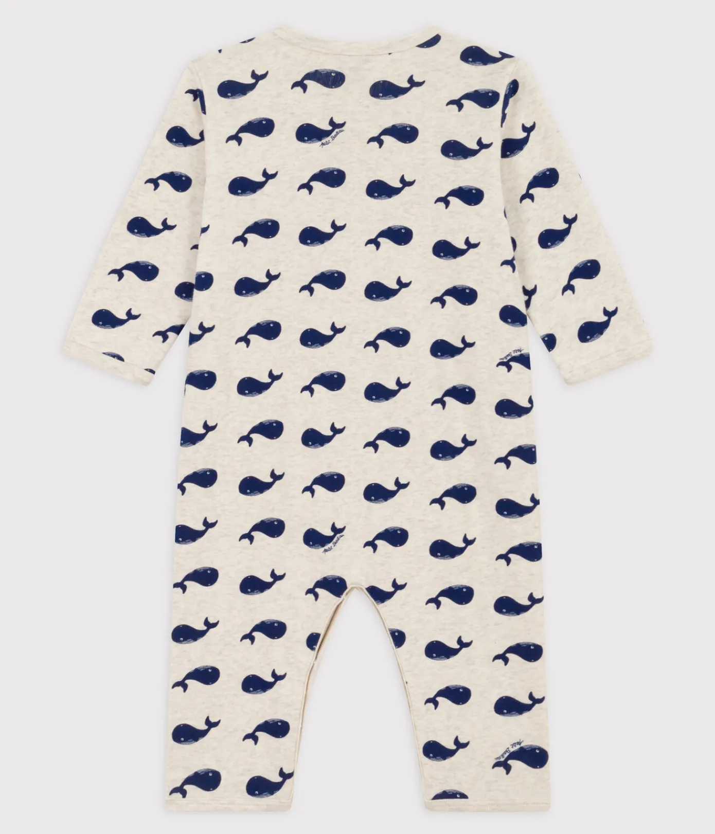 Petit Bateau Schlafanzüge, Strampler*Fußloser Pyjama aus Baumwolle mit Meereswal-Motiv beige MONTELIMAR/blau MEDIEVAL
