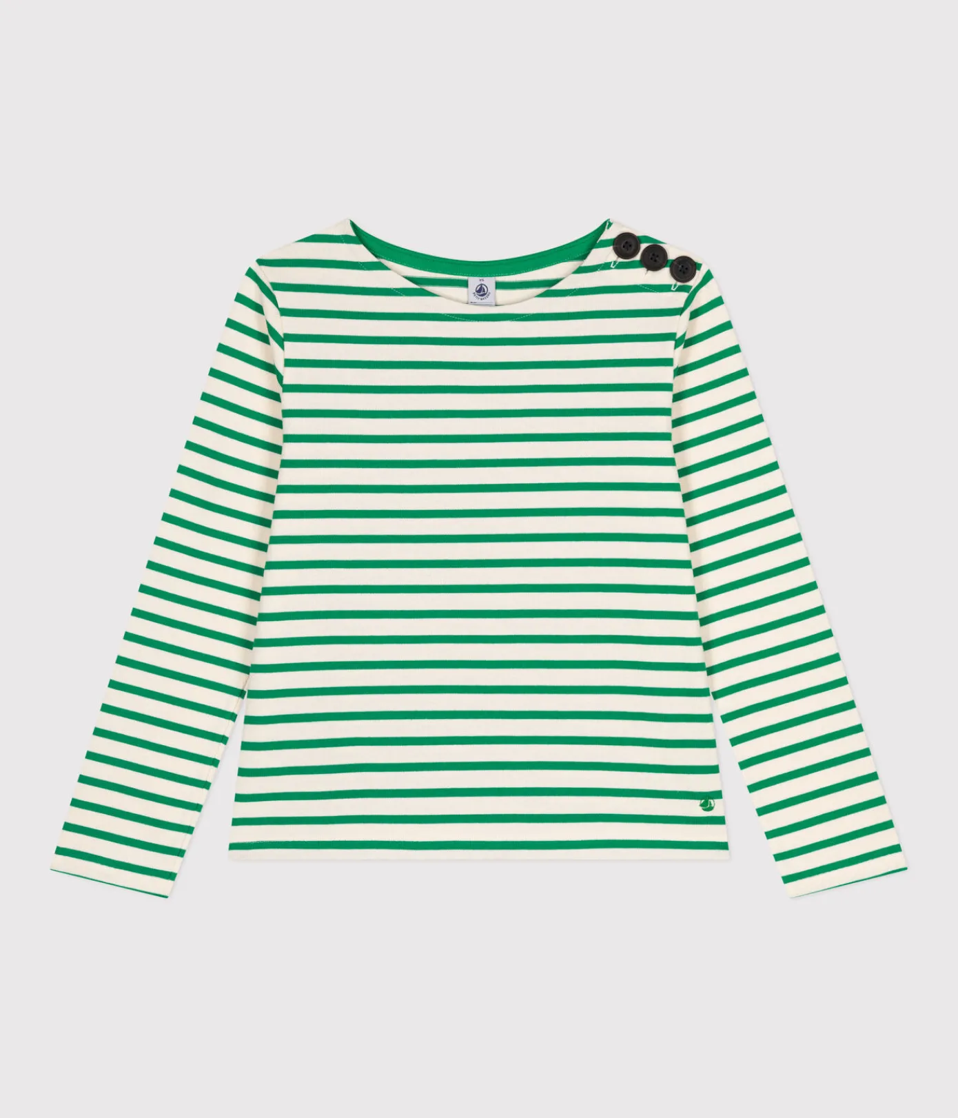 Petit Bateau Streifenshirts, Pullover, Cardigans*Geknöpftes Matrosenshirt aus Baumwolle Damen AVALANCHE/ PRADO