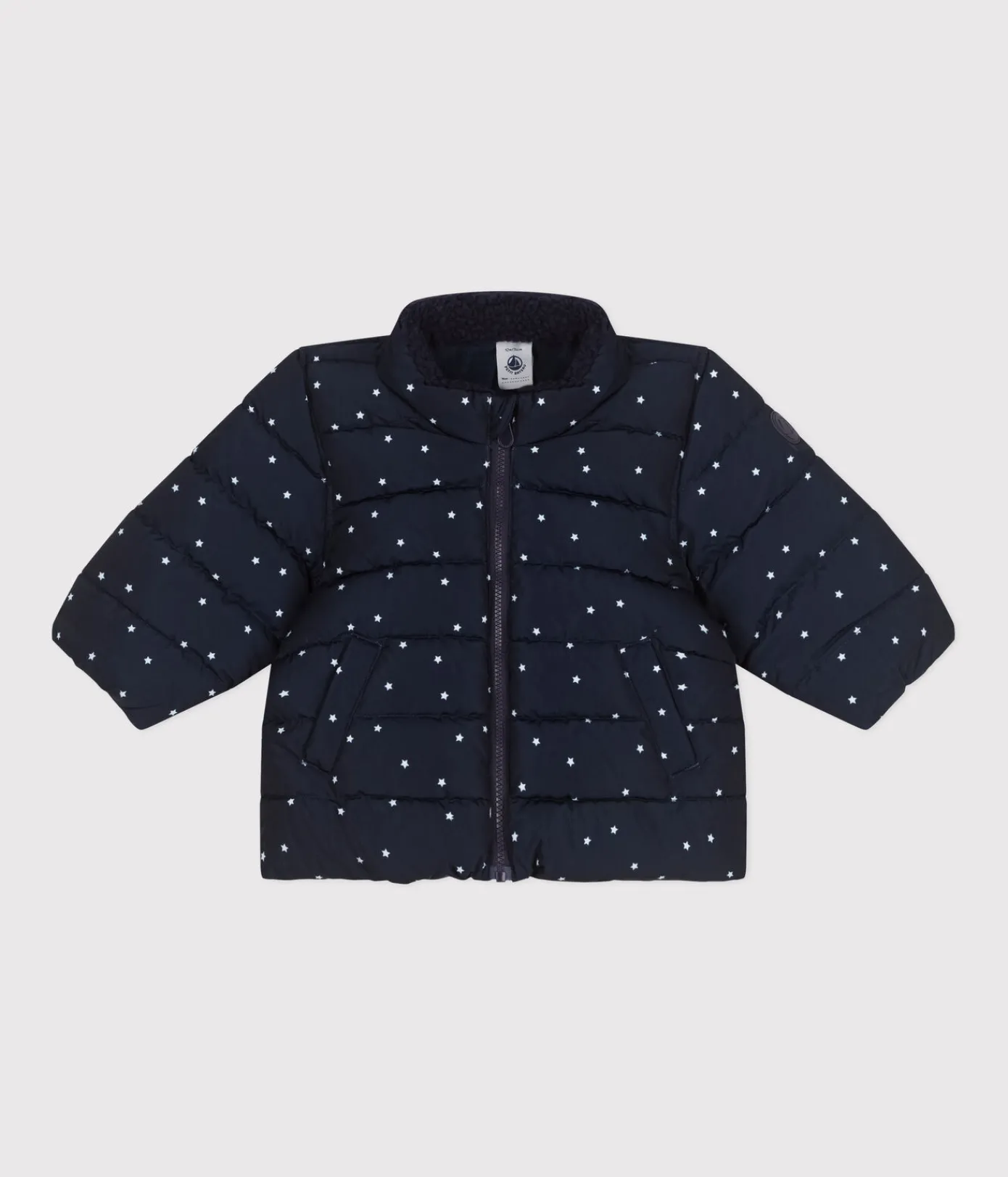 Petit Bateau Jacken, Anoraks*Gemusterte Baby-Winterjacke mit einrollbarer Kapuze blau SMOKING/weiss MARSHMALLOW