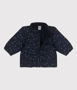 Petit Bateau Jacken, Anoraks*Gemusterte Baby-Winterjacke mit einrollbarer Kapuze blau SMOKING/weiss MARSHMALLOW