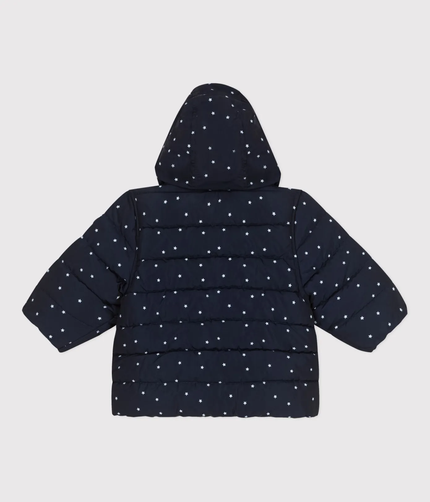 Petit Bateau Jacken, Anoraks*Gemusterte Baby-Winterjacke mit einrollbarer Kapuze blau SMOKING/weiss MARSHMALLOW