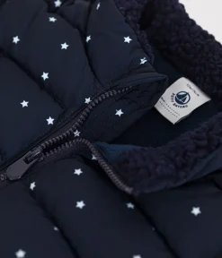 Petit Bateau Jacken, Anoraks*Gemusterte Baby-Winterjacke mit einrollbarer Kapuze blau SMOKING/weiss MARSHMALLOW