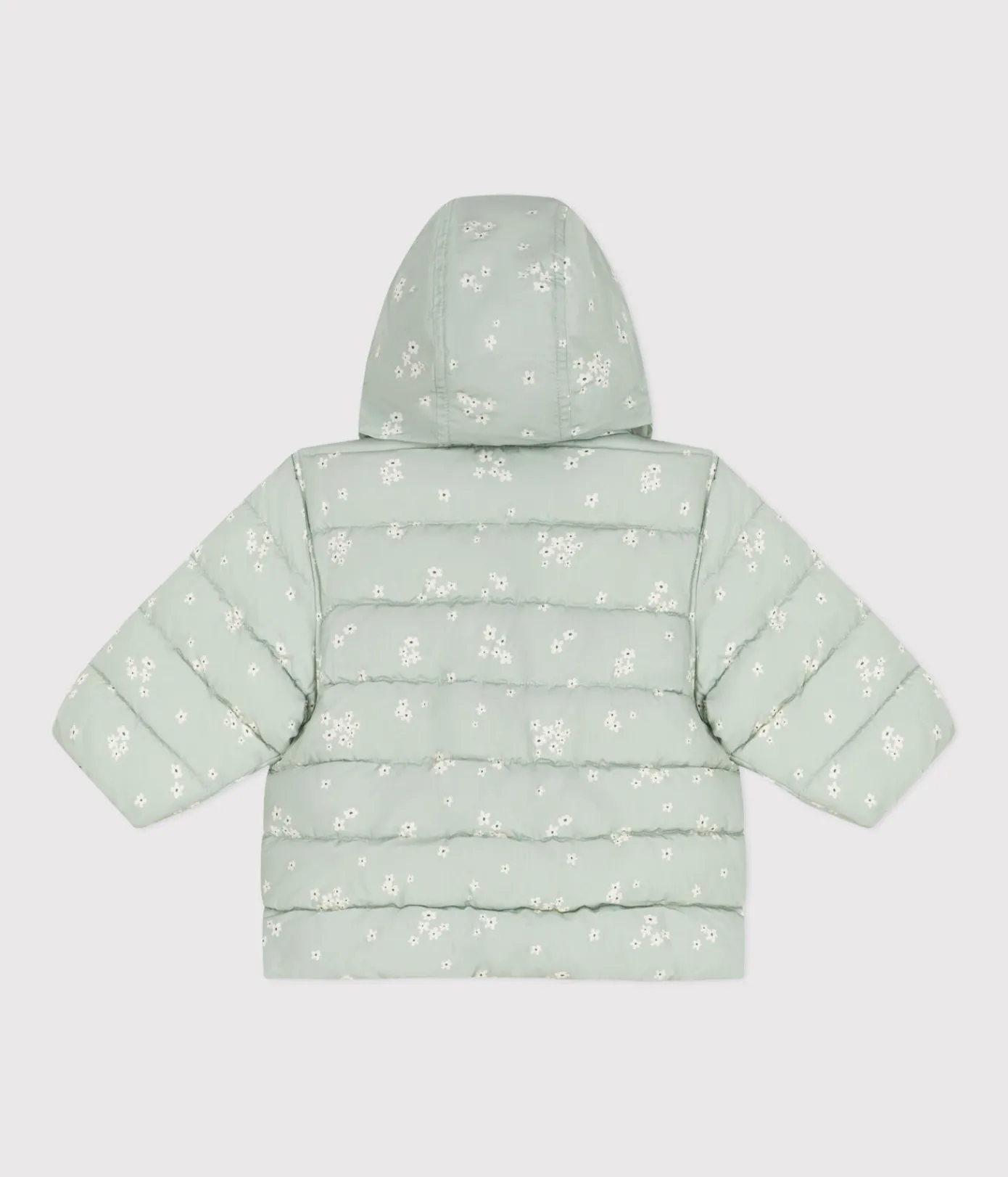 Petit Bateau Jacken, Anoraks*Gemusterte Baby-Winterjacke mit einrollbarer Kapuze grün HERBIER/weiss MULTICO