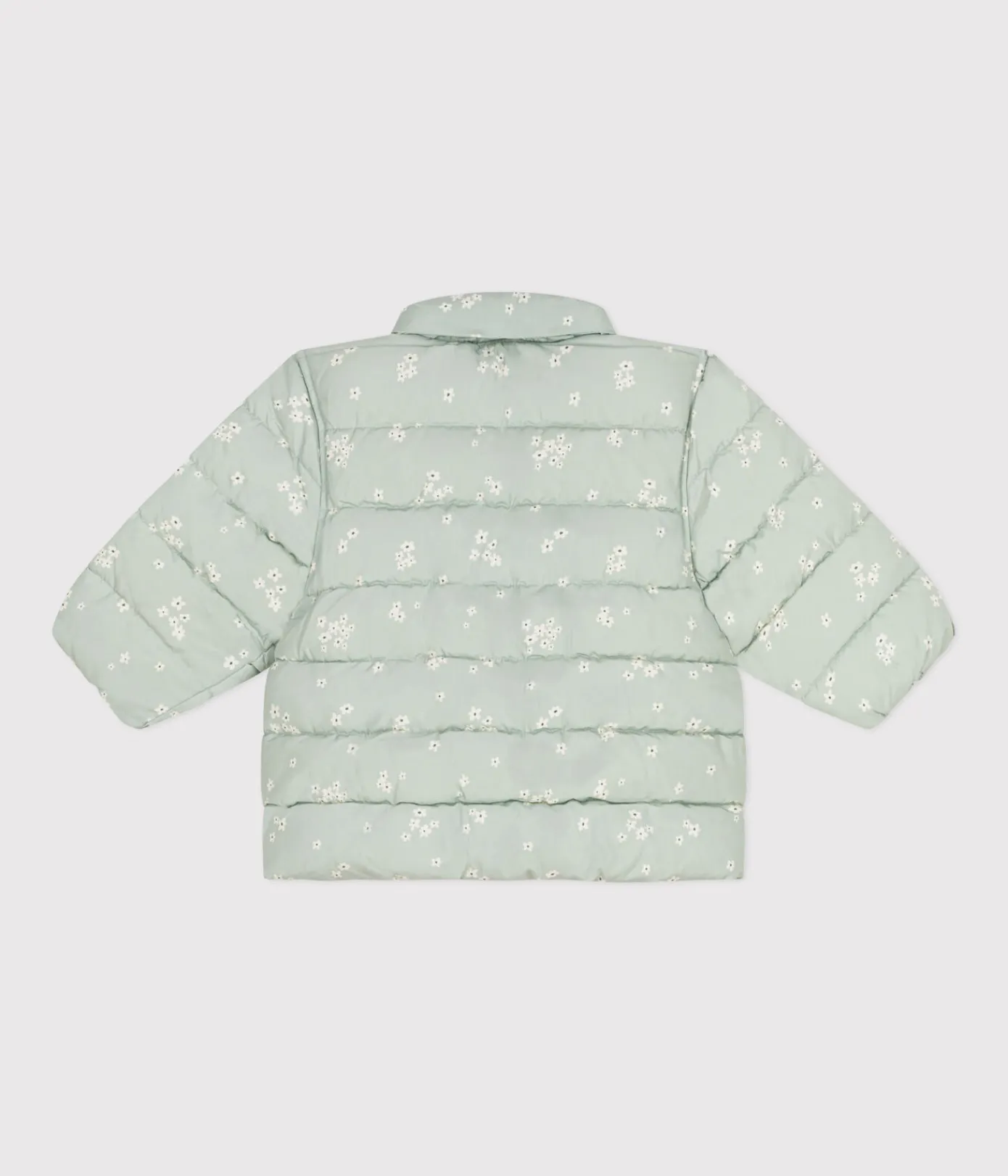 Petit Bateau Jacken, Anoraks*Gemusterte Baby-Winterjacke mit einrollbarer Kapuze grün HERBIER/weiss MULTICO