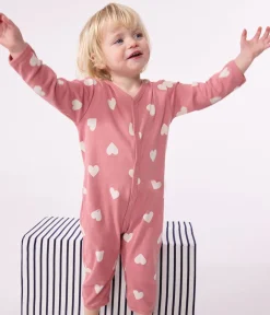 Petit Bateau Schlafanzüge, Strampler*Gemusterter Strampler ohne Füßchen aus Baumwolle rosa ROSEWOOD/ MARSHMALLOW