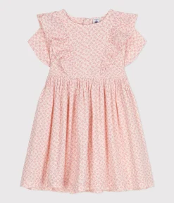 Petit Bateau Kleider, Röcke*Gemustertes Mädchenkleid mit kurzen Ärmeln aus Baumwollgaze AVALANCHE/ PANTY