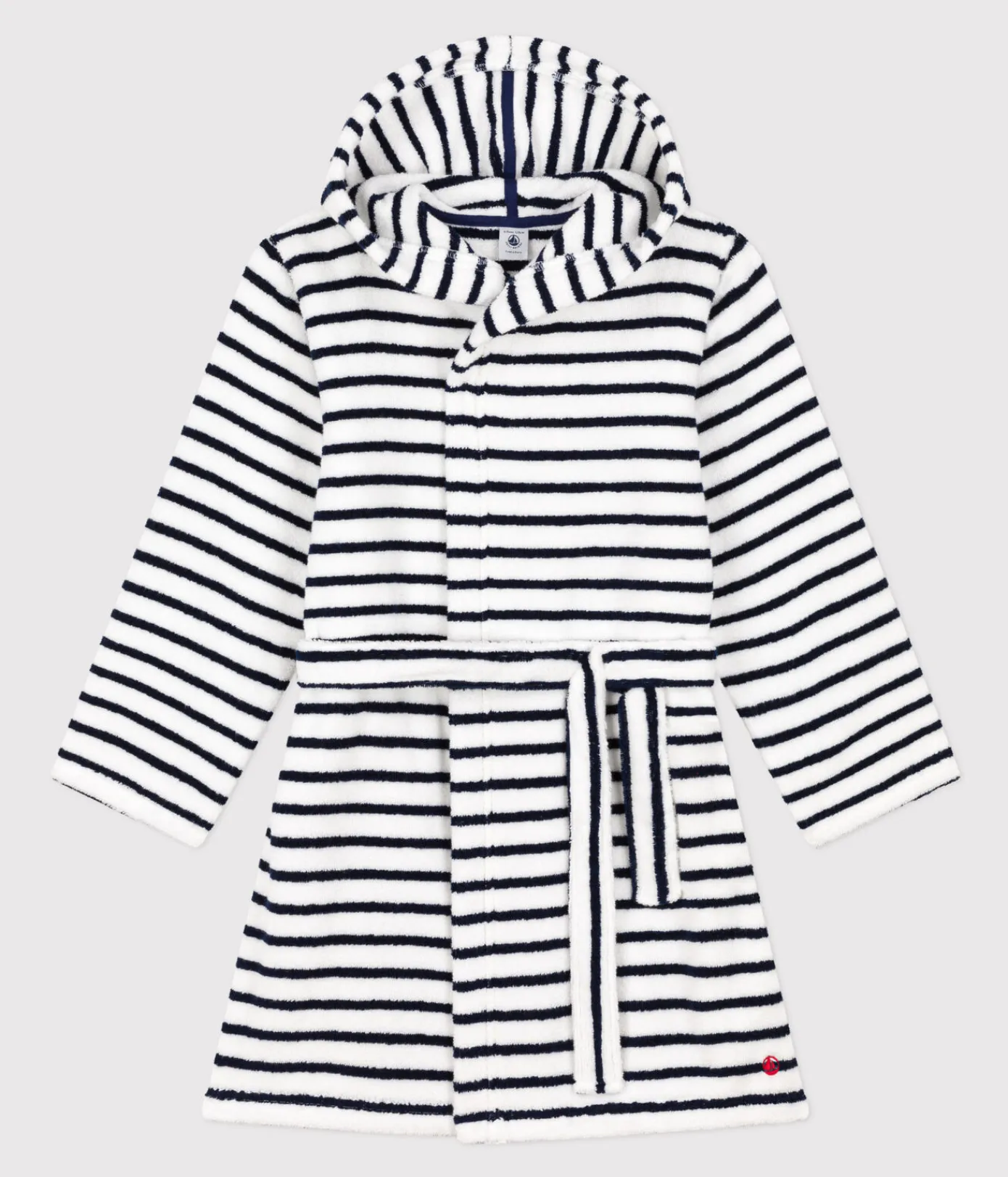 Petit Bateau Heim- Und Badetextilien|Heim- Und Badetextilien*Gestreifter Bademantel aus Frottee für kleine Mädchen/kleine Jungen weiss LAIT/blau MEDIEVAL