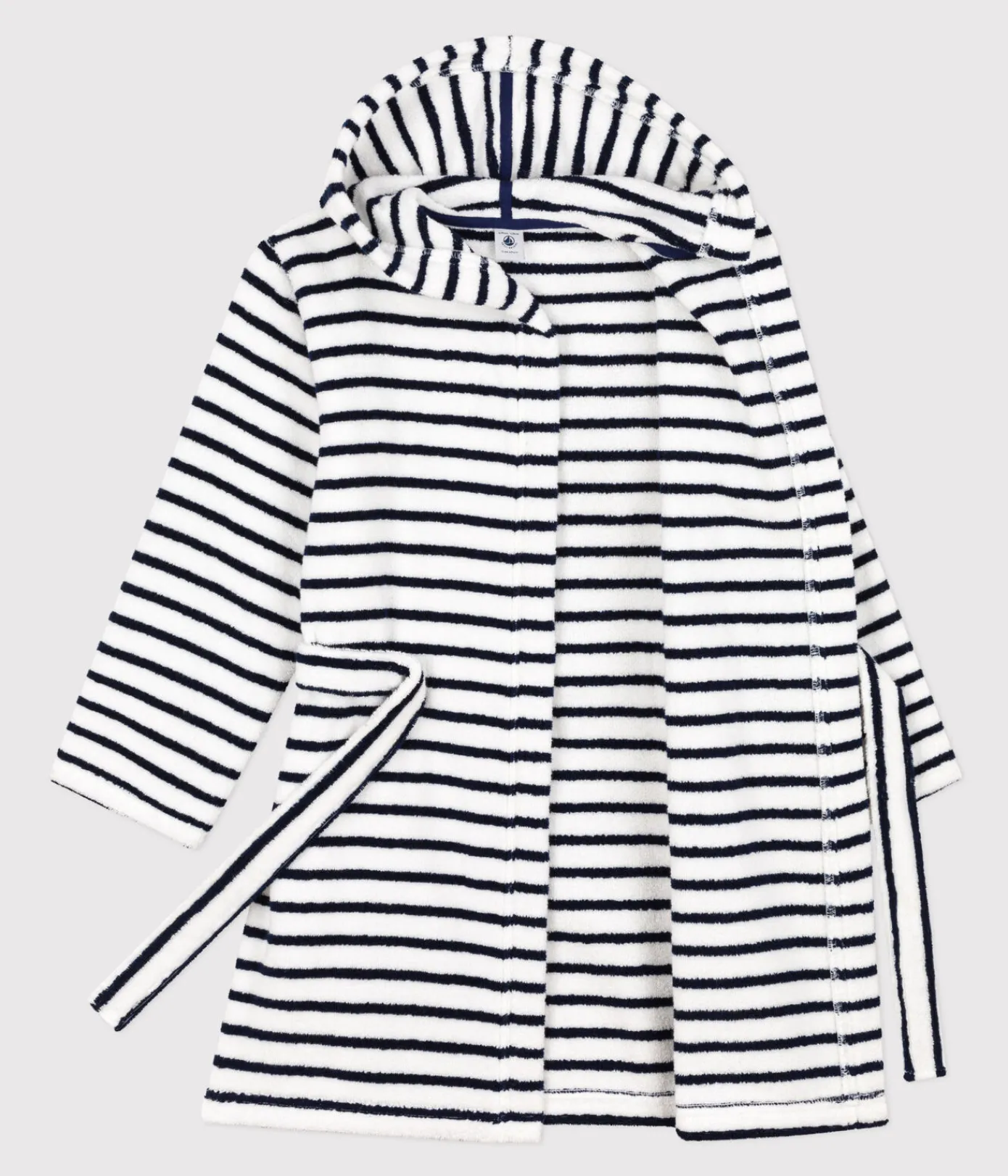 Petit Bateau Heim- Und Badetextilien|Heim- Und Badetextilien*Gestreifter Bademantel aus Frottee für kleine Mädchen/kleine Jungen weiss LAIT/blau MEDIEVAL