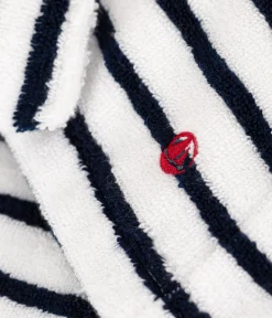 Petit Bateau Heim- Und Badetextilien|Heim- Und Badetextilien*Gestreifter Bademantel aus Frottee für kleine Mädchen/kleine Jungen weiss LAIT/blau MEDIEVAL