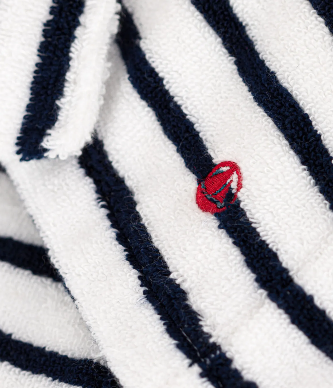 Petit Bateau Heim- Und Badetextilien|Heim- Und Badetextilien*Gestreifter Bademantel aus Frottee für kleine Mädchen/kleine Jungen weiss LAIT/blau MEDIEVAL