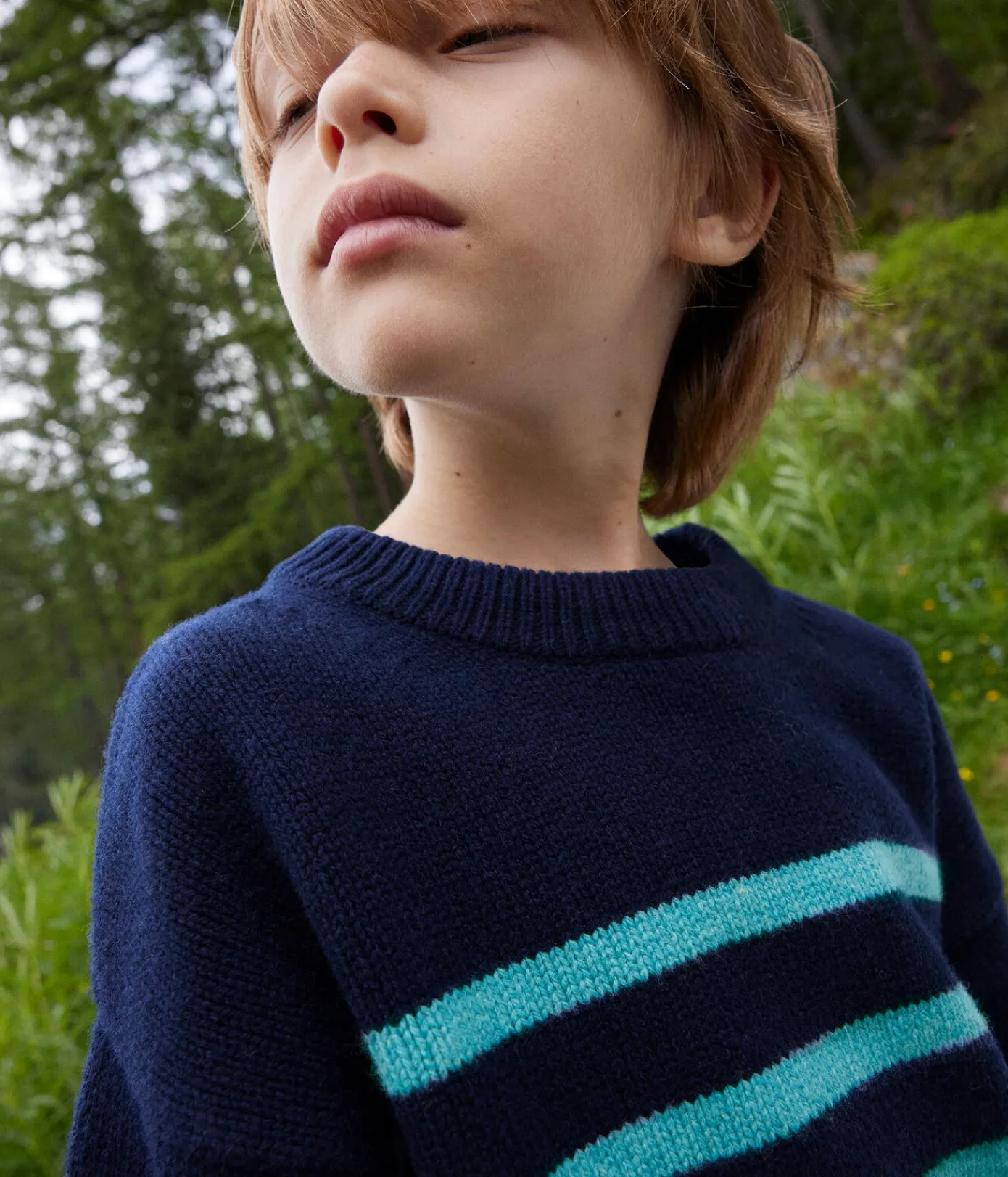 Petit Bateau Sweatshirts, Pullover, Cardigans|Sweatshirts, Pullover, Cardigans*Gestreifter Kinderpullover aus Wolle und Baumwolle für Mädchen/Jungen SMOKING/ AZUL