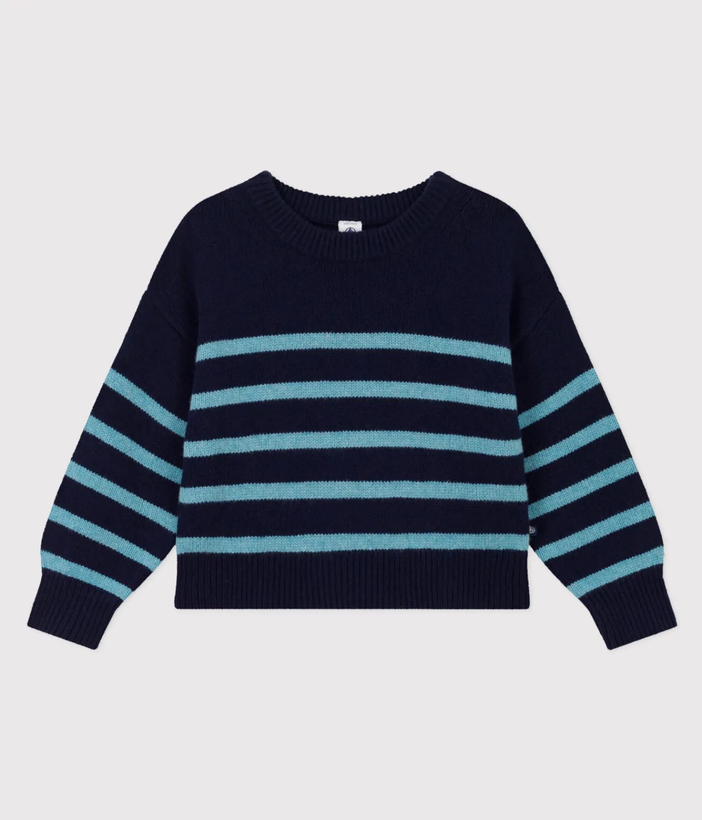 Petit Bateau Sweatshirts, Pullover, Cardigans|Sweatshirts, Pullover, Cardigans*Gestreifter Kinderpullover aus Wolle und Baumwolle für Mädchen/Jungen SMOKING/ AZUL