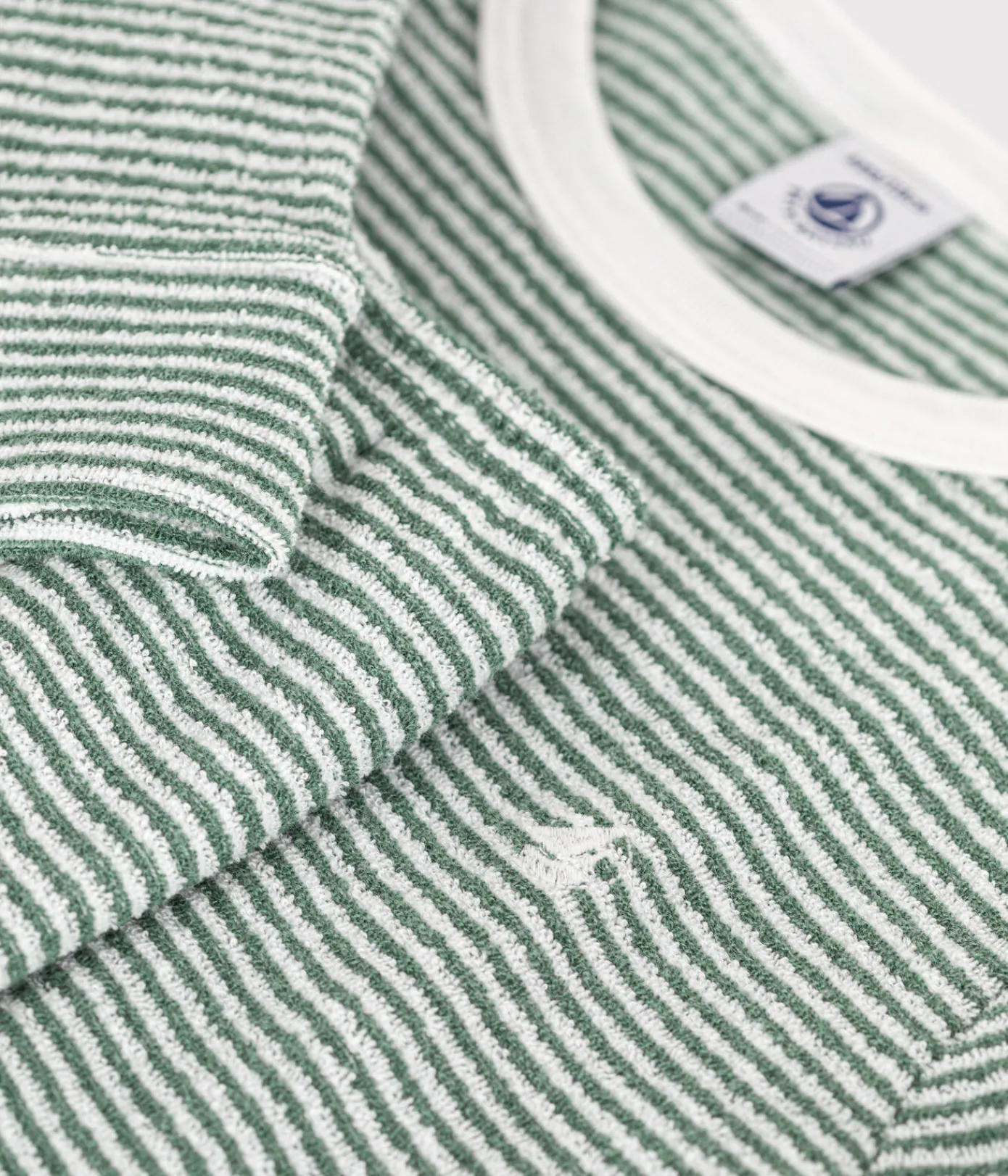 Petit Bateau Schlafanzüge, Pyjamas|Schlafanzüge, Nachthemden*Gestreifter Kinder-Pyjama aus aufgerautem Molton CROCO/ MARSHMALLOW