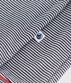 Petit Bateau Schlafanzüge, Nachthemden*Gestreifter kurzer Damen-Schlafanzug aus Baumwolle mit Knöpfen blau SMOKING/weiss MARSHMALLOW