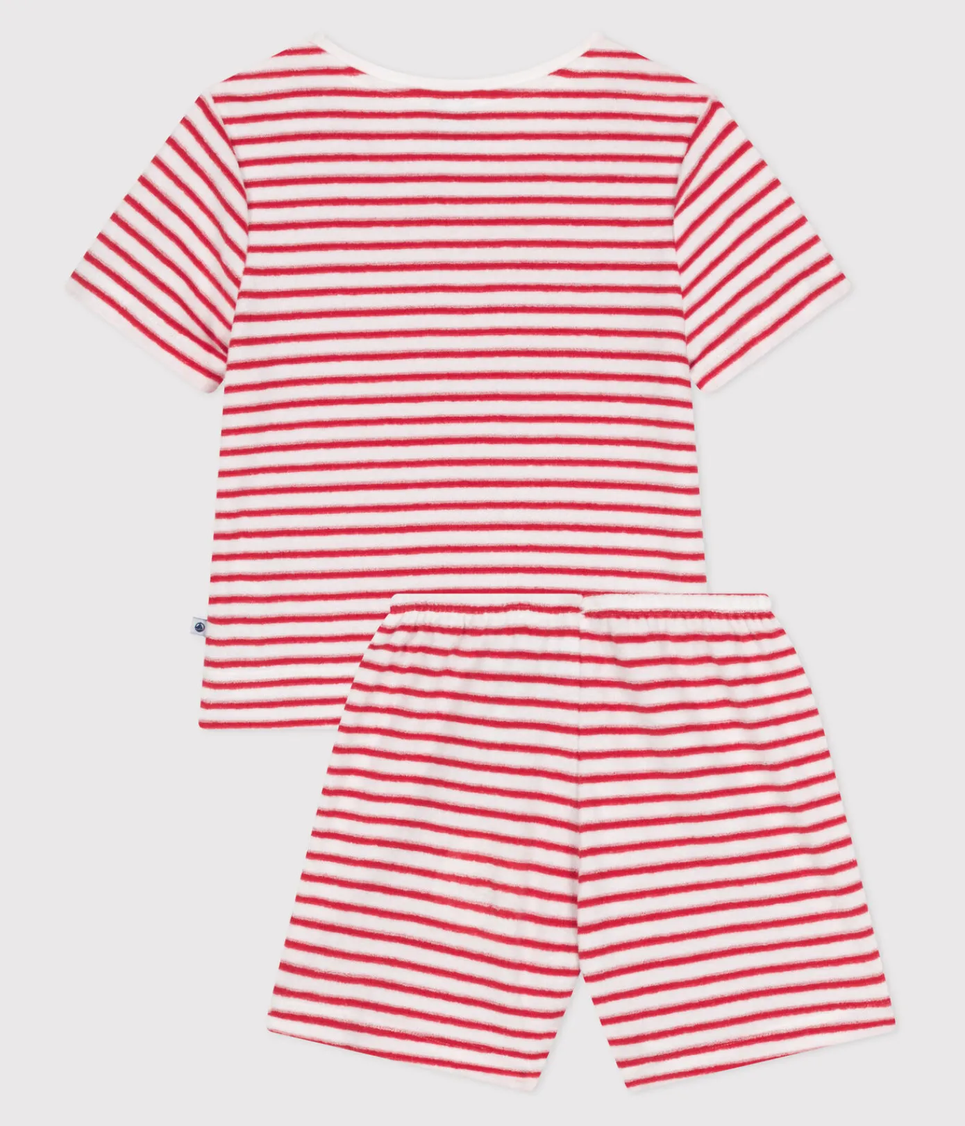 Petit Bateau Schlafanzüge, Pyjamas|Schlafanzüge, Nachthemden*Gestreifter kurzer Kinder-Schlafanzug aus Frottee-Baumwolle ROT MARSHMALLOW/ SPI