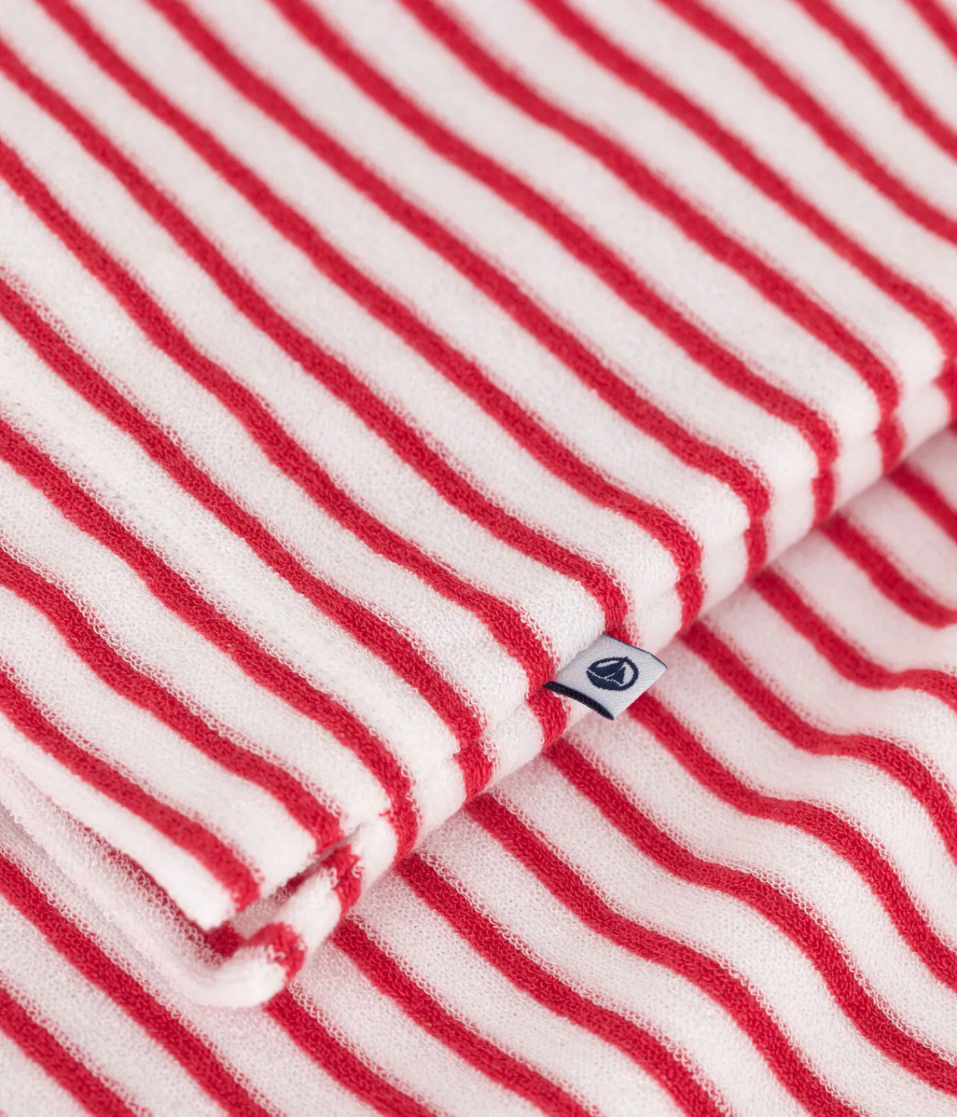 Petit Bateau Schlafanzüge, Pyjamas|Schlafanzüge, Nachthemden*Gestreifter kurzer Kinder-Schlafanzug aus Frottee-Baumwolle ROT MARSHMALLOW/ SPI