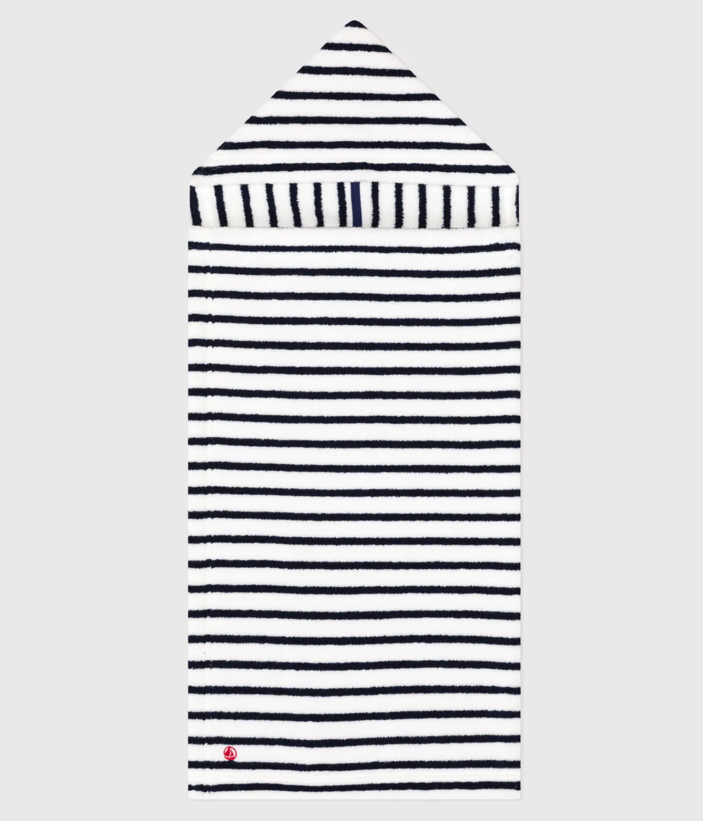 Petit Bateau Badetücher, Badecapes*Gestreiftes Baby-Badecape aus Frottee weiss LAIT/blau MEDIEVAL