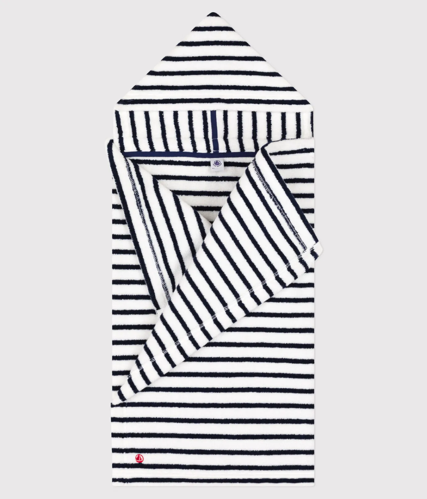 Petit Bateau Badetücher, Badecapes*Gestreiftes Baby-Badecape aus Frottee weiss LAIT/blau MEDIEVAL