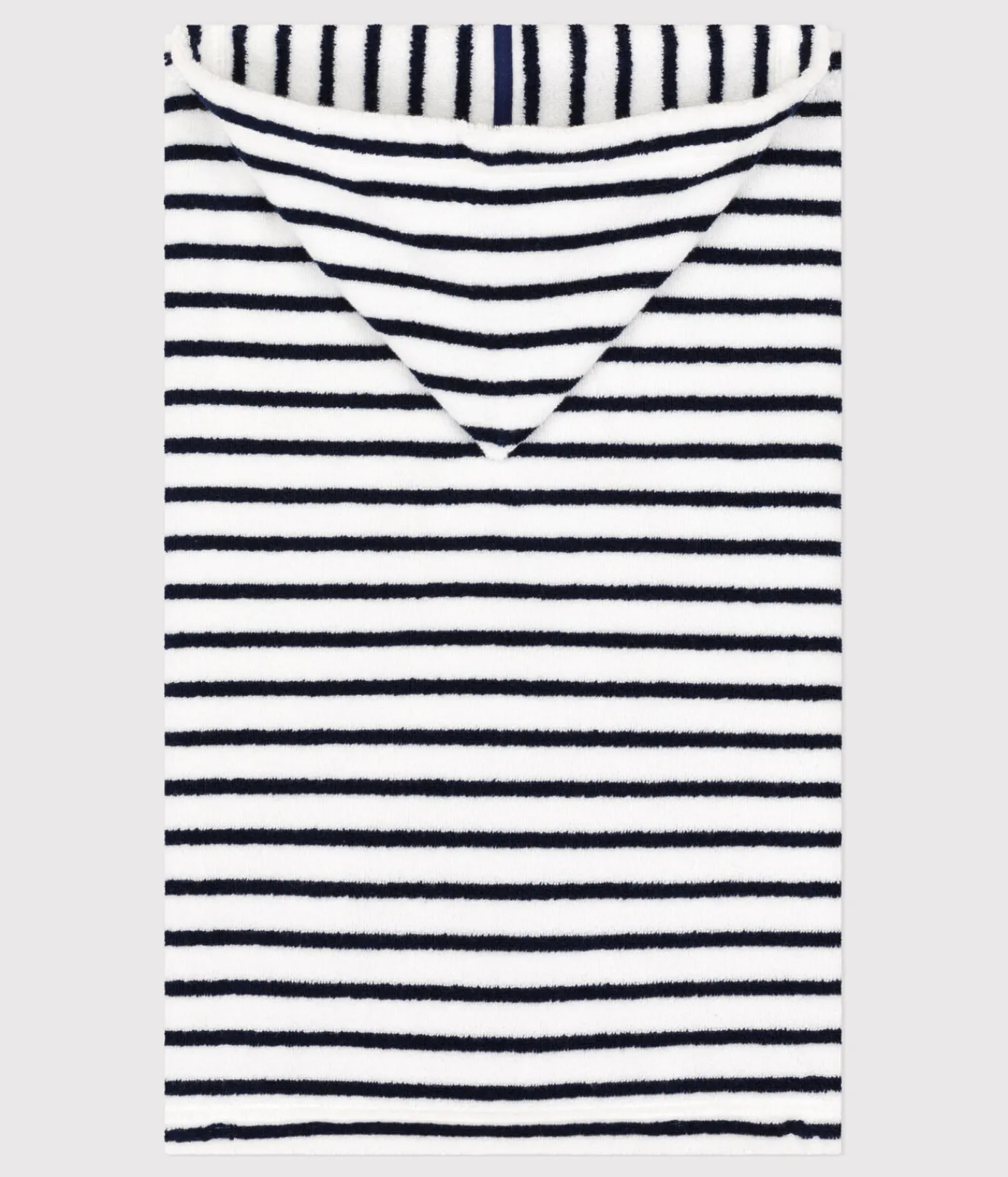 Petit Bateau Badetücher, Badecapes*Gestreiftes Baby-Badecape aus Frottee weiss LAIT/blau MEDIEVAL