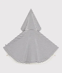 Petit Bateau Jacken, Anoraks|Newborn*Gestreiftes Baby-Cape aus Baumwolle weiss MARSHMALLOW/blau SMOKING