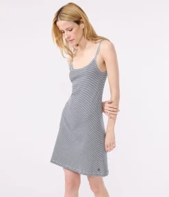 Petit Bateau Homewear|Schlafanzüge, Nachthemden*Gestreiftes Damen-Kurznachthemd aus Baumwolle blau SMOKING/weiss MARSHMALLOW
