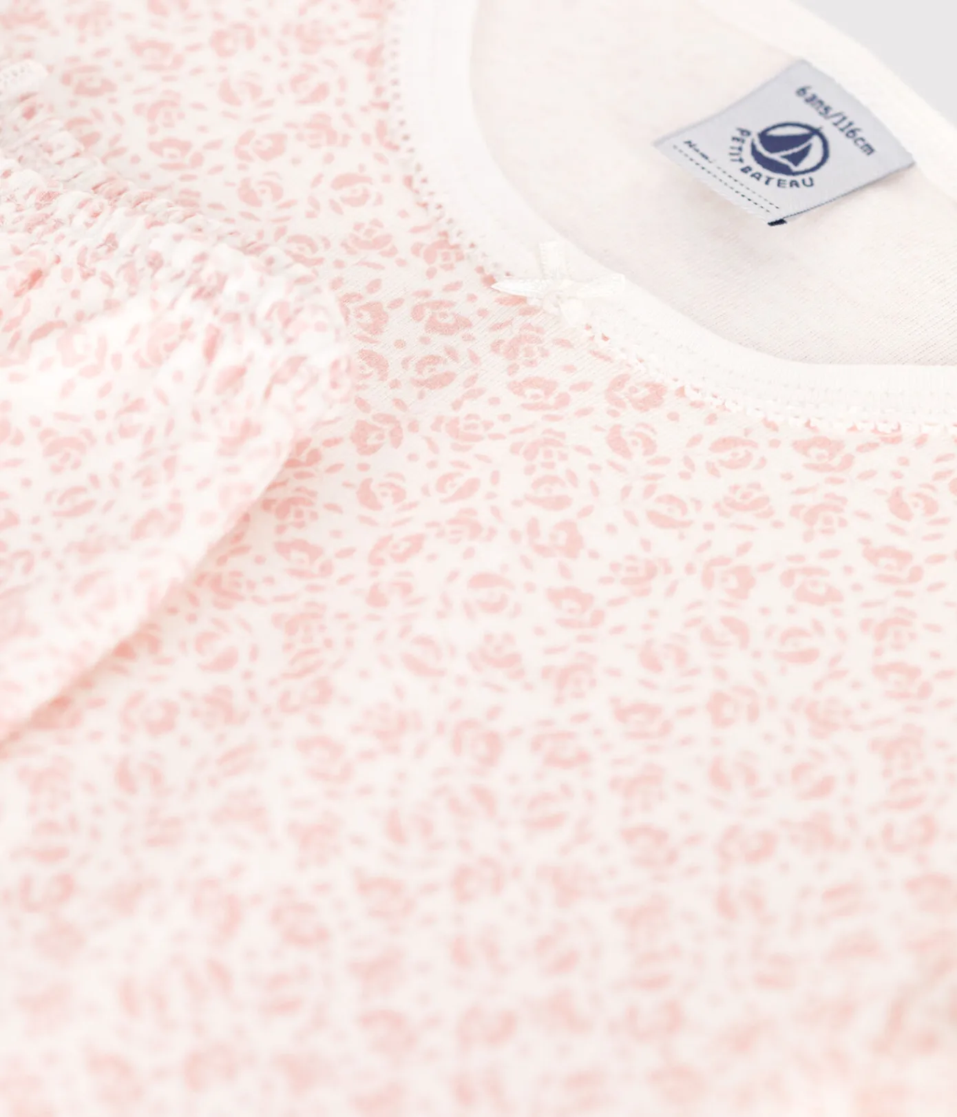 Petit Bateau Schlafanzüge, Nachthemden*Kinder Capri-Pyjama aus Baumwolle mit Blumenmuster MARSHMALLOW/ PANTY