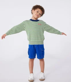 Petit Bateau Shorts, Jeans, Hosen*Kinder Cargo-Bermuda aus Baumwolle blau SURF