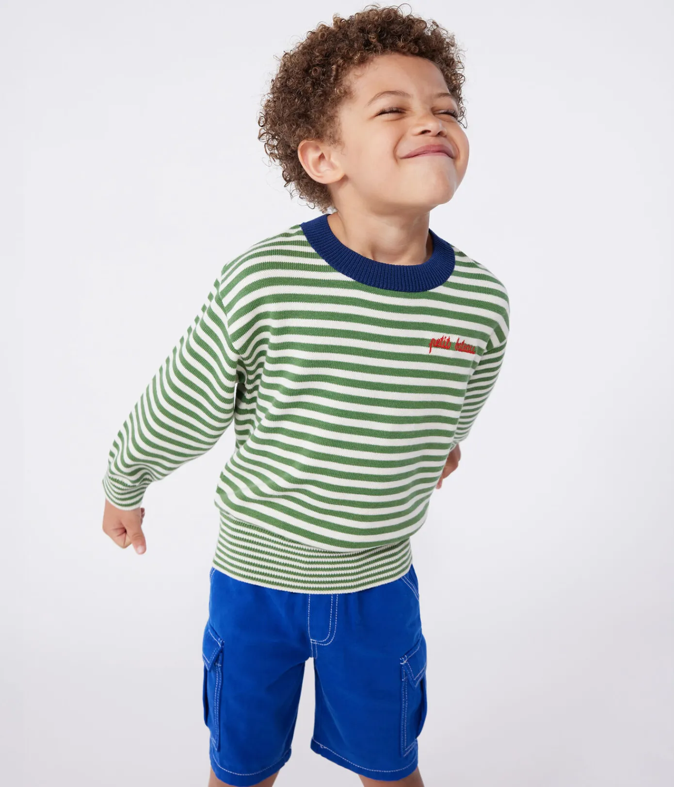 Petit Bateau Shorts, Jeans, Hosen*Kinder Cargo-Bermuda aus Baumwolle blau SURF