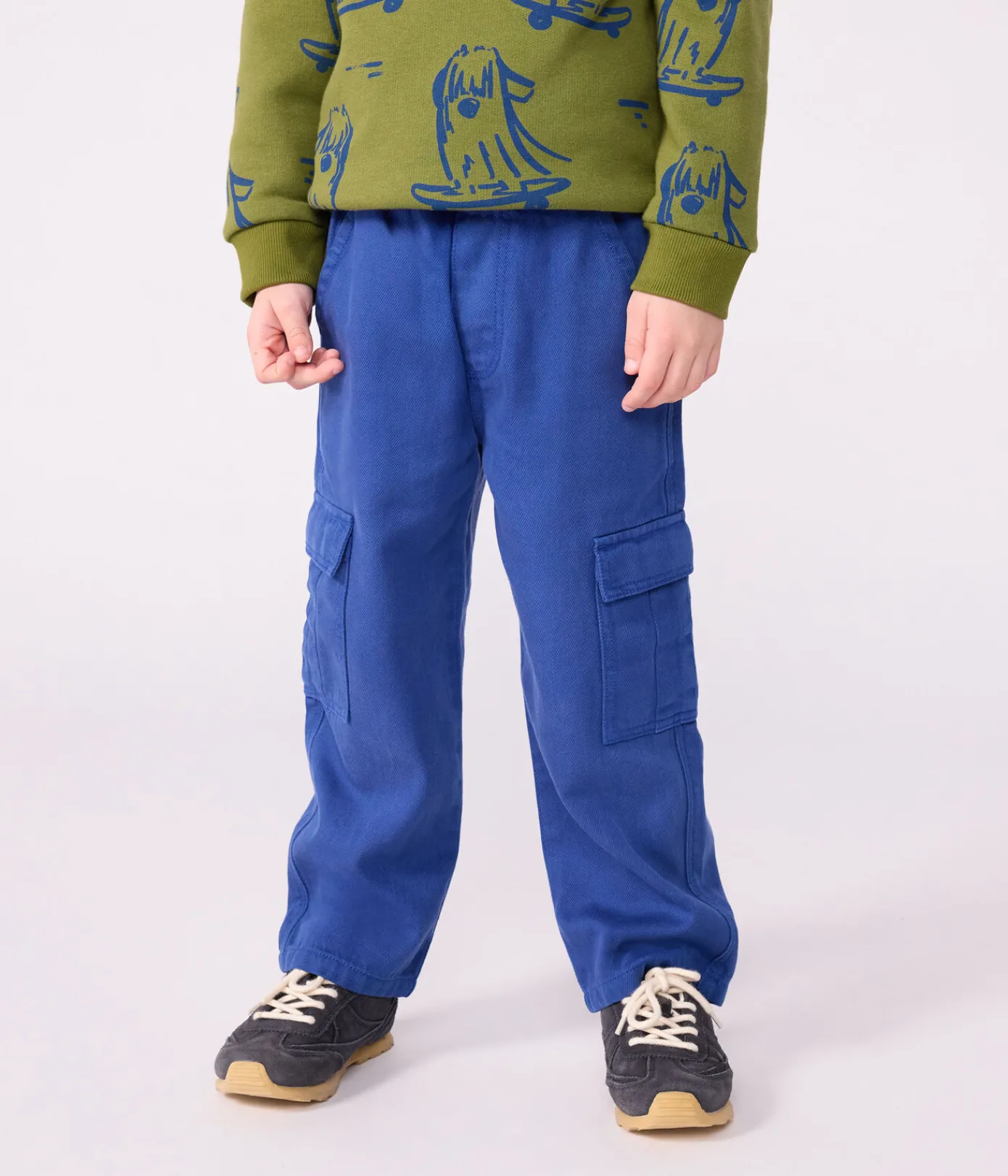 Petit Bateau Shorts, Jeans, Hosen*Kinder Cargo-Hose aus einfarbigem Lyocell. blau INCOGNITO