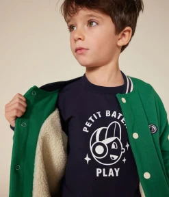 Petit Bateau Mäntel, Jacken, Regenjacken*Kinder College-Jacke aus Molton und Sherpa für Jungen grün JARDIN