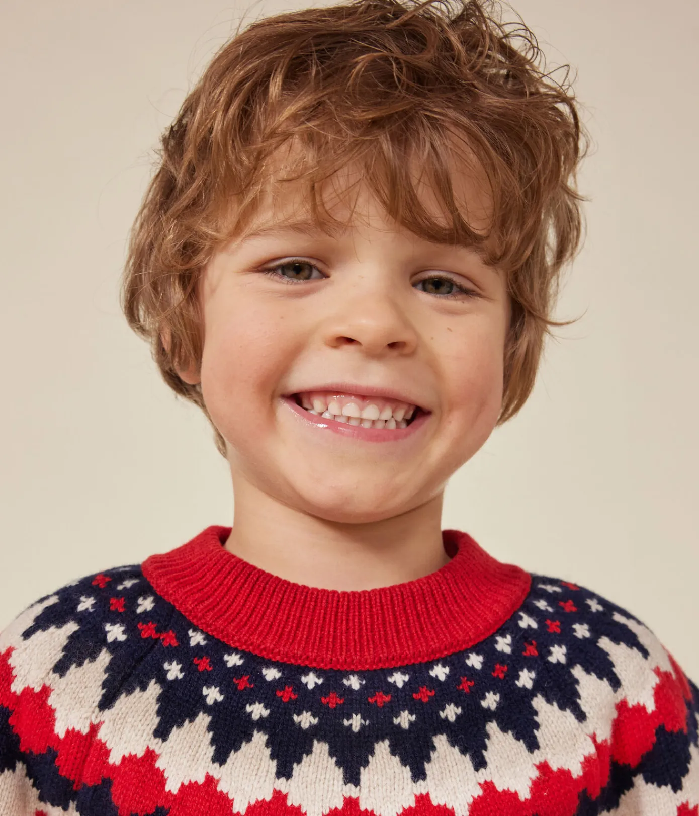 Petit Bateau Sweatshirts, Pullover, Cardigans*Kinder Jacquard-Pullover aus Wolle und Baumwolle für Jungen ROT STOP/ MULTICO