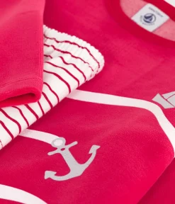 Petit Bateau Schlafanzüge, Nachthemden*Kinder Pyjama aus Nicki ROT/ MULTICO
